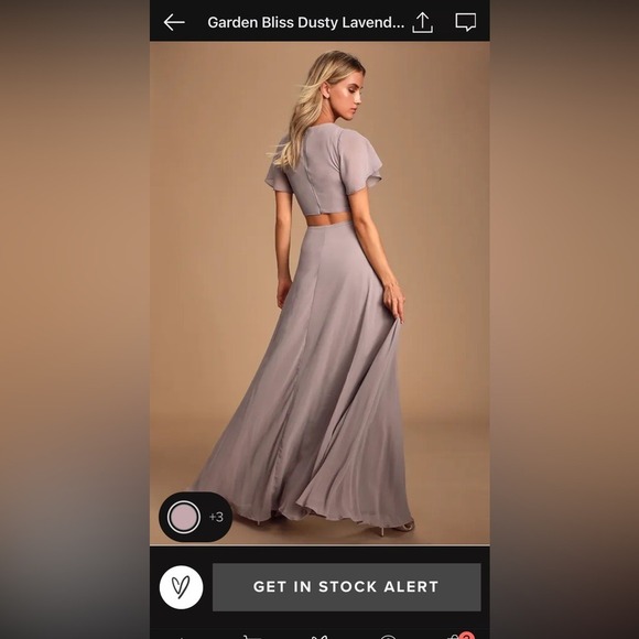 Lulus Garden Bliss Dusty Lavender Cutout Flutter Sleeve Maxi Dress Woman's S - Picture 3 of 8